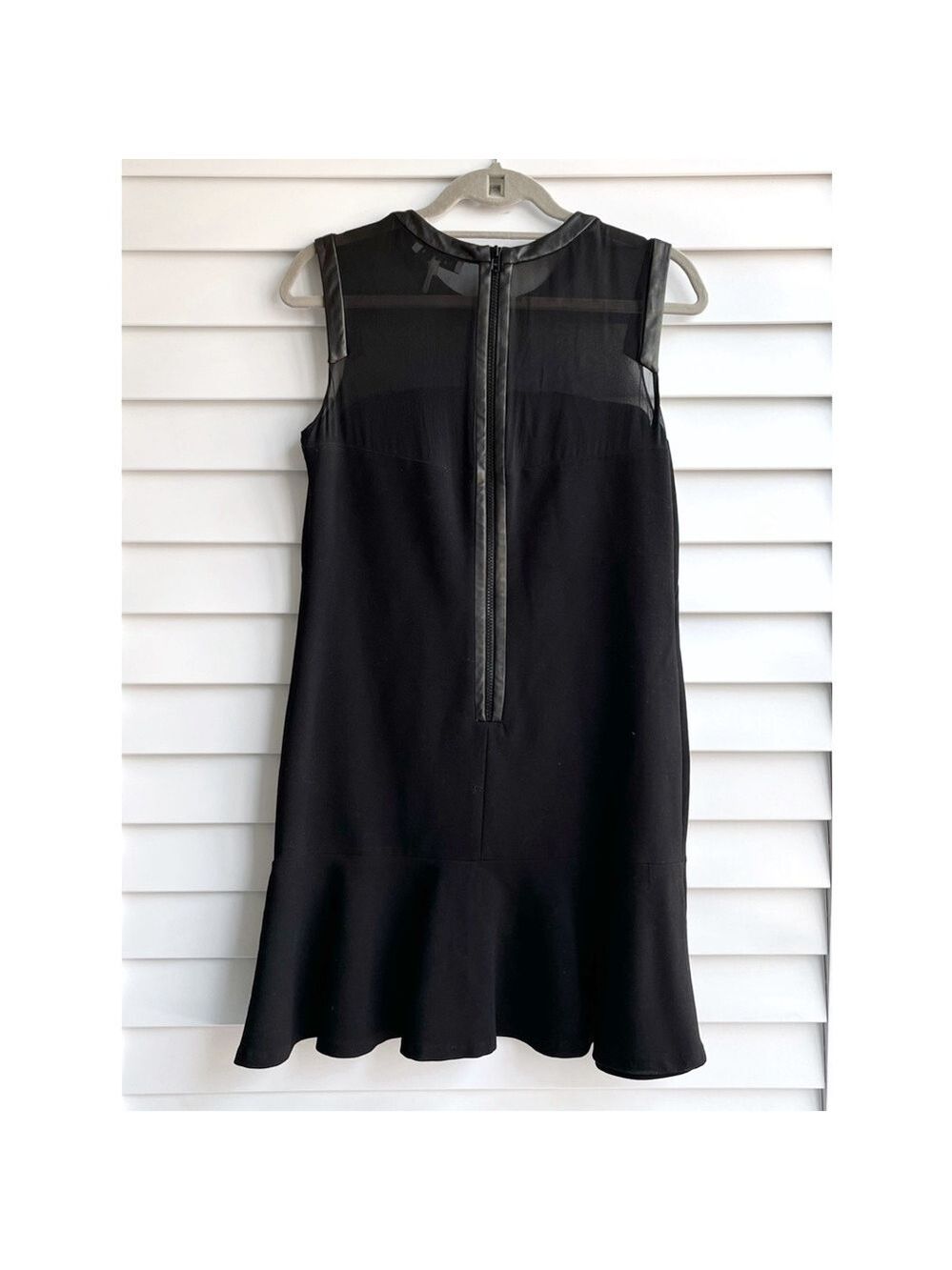 Sandro Leather Trim Flounce Dress - Picture 7 of 11